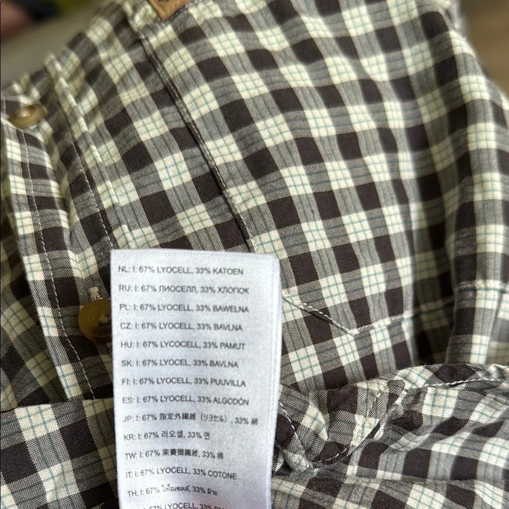 Fjallraven sz M checked plaid High Coast Black white Button Down Shirt